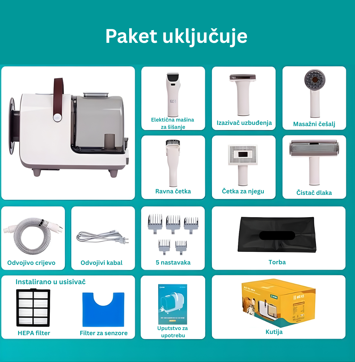 6 u 1 Usisivač za Dotjerivanje i Njegu Kućnih Ljubimaca