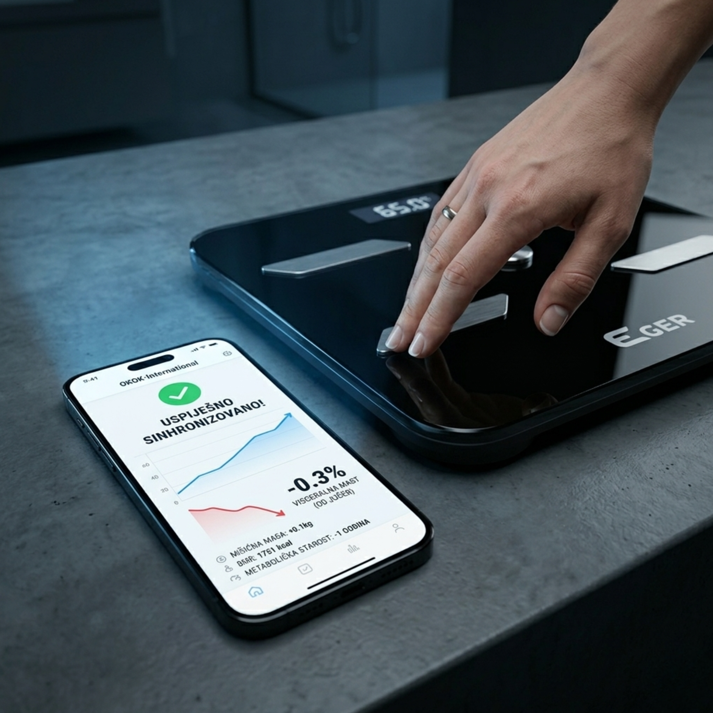 EGER Fit 2.0 Pametna Vaga: Napredna Analiza 12 Parametara Tijela (Bluetooth + Aplikacija)