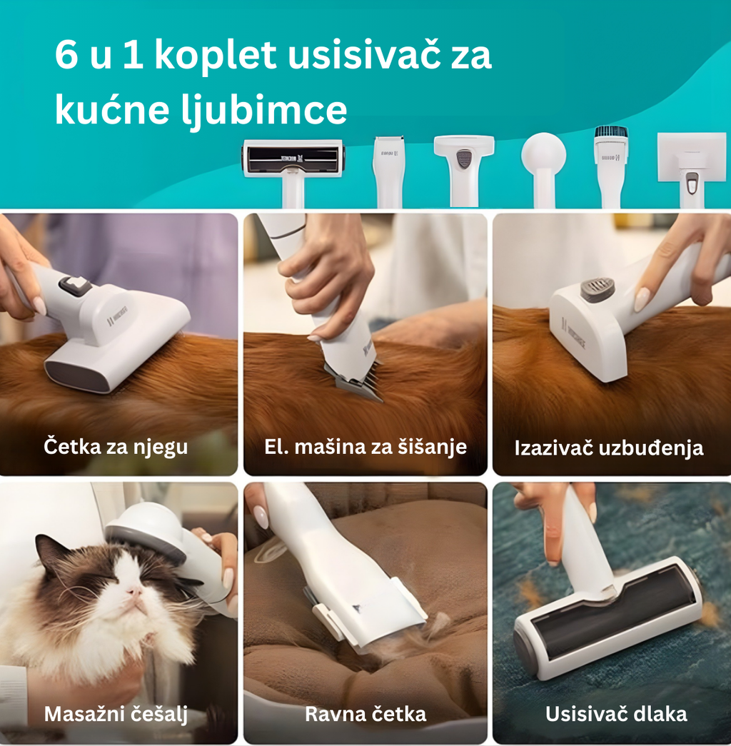 6 u 1 Usisivač za Dotjerivanje i Njegu Kućnih Ljubimaca